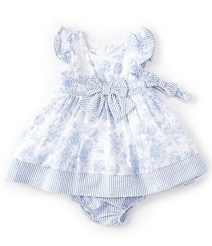 Bonnie Jean Baby Girls Newborn-24 Months Flutter-Sleeve Toile-Print Fit-And-Flare Dress
