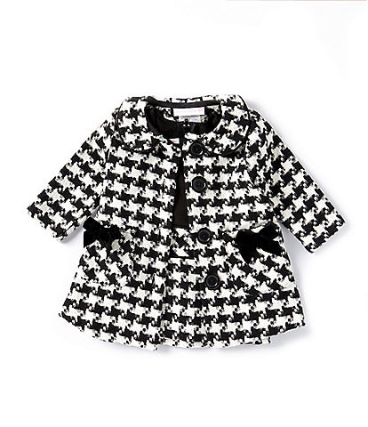 Bonnie Jean Baby Girls Newborn-24 Months Long-Sleeve Checked Boucle Coat & Short-Sleeve Knit-Ottoman/Checked Boucle Dress Set