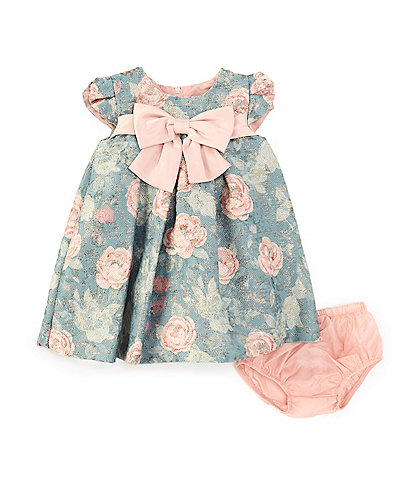 Bonnie Jean Baby Girls Newborn-24 Months Petal Sleeve Floral Jacquard Fit & Flare Dress