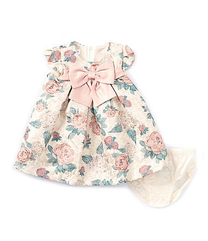 Bonnie Jean Baby Girls Newborn-24 Months Petal Sleeve Floral Jacquard Fit & Flare Dress