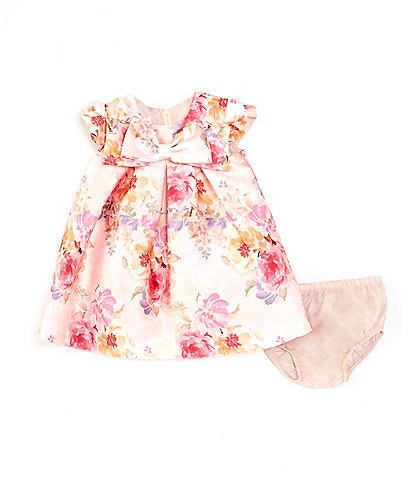 Bonnie Jean Baby Girls Newborn-24 Months Petal-Sleeve Floral Mikado Trapeze Dress
