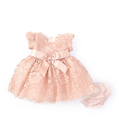 Bonnie Jean Baby Girls Newborn-24 Months Puffed-Sleeve Sparkle-Lace Ballerina Dress