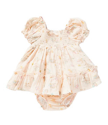 Bonnie Jean Baby Girls Newborn-24 Months Short Puff Sleeve Bunny Smock Dress