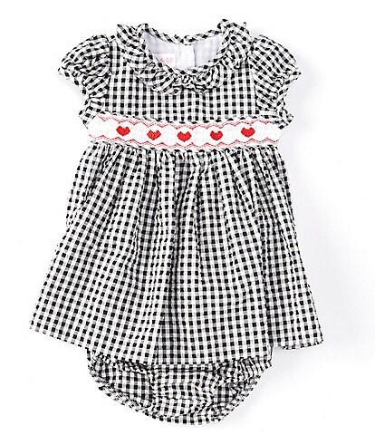 Bonnie Jean Baby Girls Newborn-24 Months Short-Sleeve Checked Seersucker Fit-And-Flare Dress