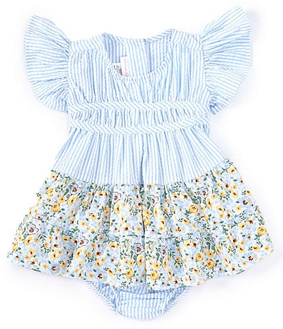 Bonnie Jean Baby Girls Newborn-24 Months Short Sleeve Tiered Stripe Floral Dress