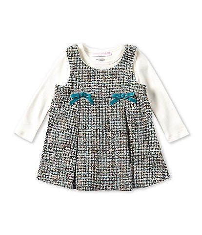 Bonnie Jean Baby Girls Newborn-24 Months Sleeveless Boucle Jumper Dress & Long-Sleeve Rib-Knit Bodysuit Set