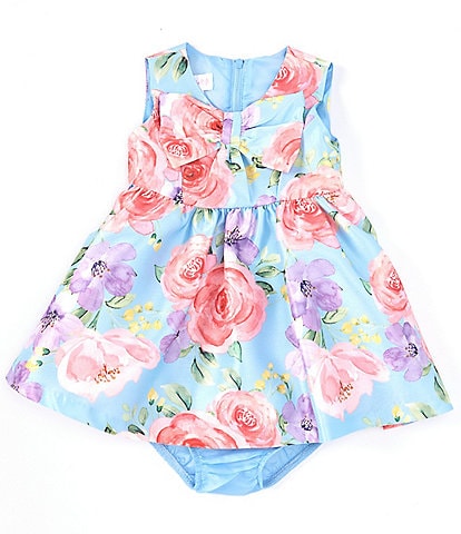 Bonnie Jean Baby Girls Newborn-24 Months Sleeveless Floral Print Bow Dress