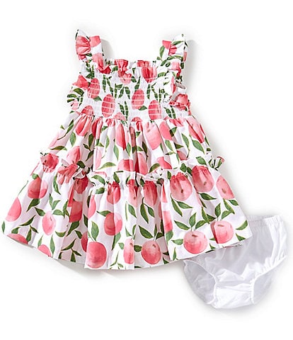 Bonnie Jean Baby Girls Newborn-24 Months Sleeveless Peach-Printed Fit-And-Flare Dress