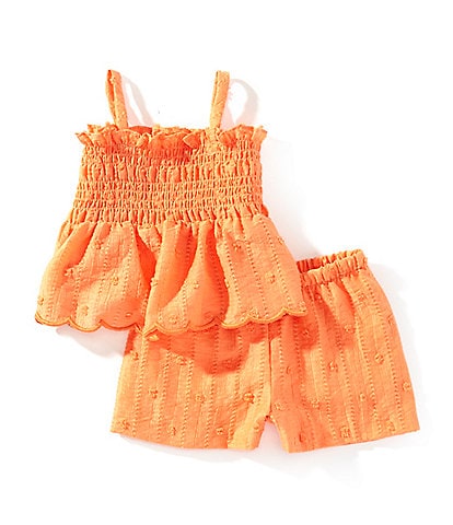 Bonnie Jean Baby Girls Newborn-24 Months Sleeveless Smocked Peplum-Hem Tank Top & Matching Shorts Set