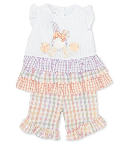 Bonnie Jean Baby Girls Newborn-24Month Flutter Short Sleeve Tiered Bunny Tail Top with Multi Ruffle Leggings