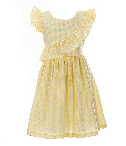 Bonnie Jean Big Girls 7-16 Flutter-Sleeve Eyelet-Embroidered Fit-And-Flare Dress And Straw Bag Set
