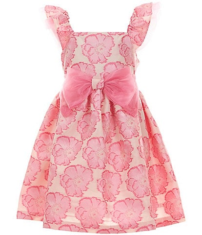Bonnie Jean Big Girls 7-16 Family Matching Flutter-Sleeve Floral Jacquard Fit-And-Flare Dress