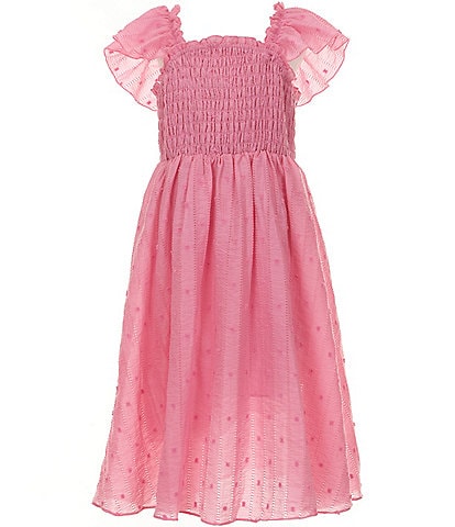 Bonnie Jean Big Girls 7-16 Flutter-Sleeve Textured-Lawn Midi Dress