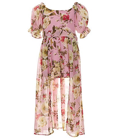 Bonnie Jean Big Girls 7-16 Puffed Sleeve Floral-Printed Walk-Through Dress