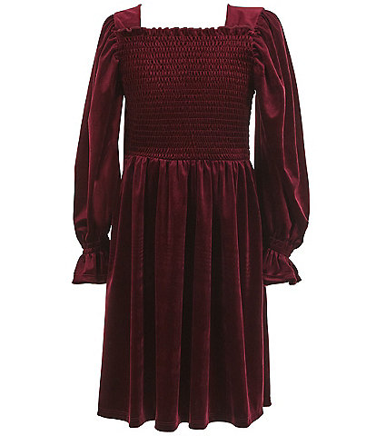 Bonnie Jean Big Girls 7-16 Raglan Sleeve Smocked-Bodice Velvet Fit & Flare Dress