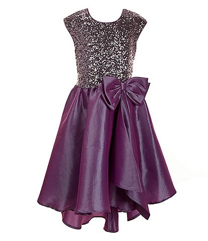 Bonnie Jean Big Girls 7-16 Short-Sleeve Sequin-Embellished Iridescent Taffeta Ballgown