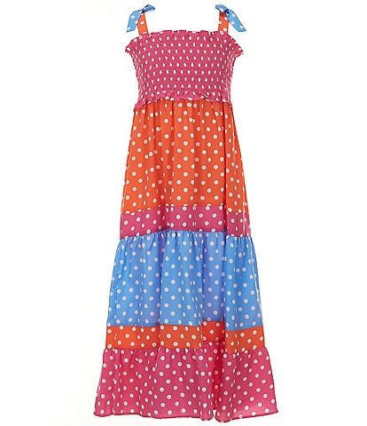 Bonnie Jean Big Girls 7-16 Sleeveless Dotted/Color Block Long Dress