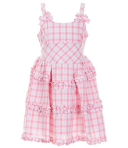 Bonnie Jean Big Girls 7-16 Sleeveless Gingham-Checked Seersucker Fit-And-Flare Dress