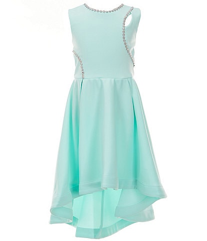 Bonnie Jean Big Girls 7-16 Sleeveless Novelty-Trimmed High-Low-Hem Scuba Ballgown