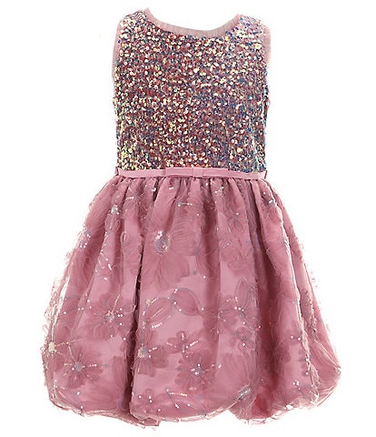 Bonnie Jean Big Girls 7-16 Sleeveless Paillette-Embellished/Embroidered Velvet Bubble-Hem Dresss