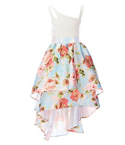 Bonnie Jean Big Girls 7-16 Sleeveless Solid/Floral High-Low-Hem Fit-And-Flare Dress