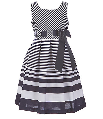 Bonnie Jean Big Girls 7-16 Sleeveless Striped Nautical Fit-And-Flare Dress