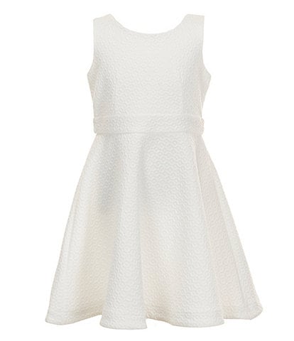 Bonnie Jean Big Girls 7-16 Textured Bow Back Round Neck Sleeveless Knit Skater Dress