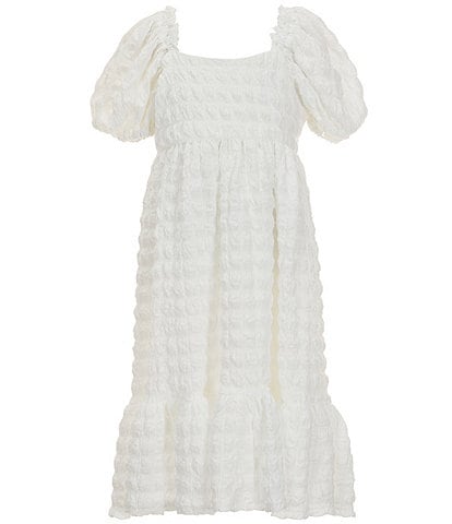 Bonnie Jean Big Girls 7-16 Textured Knit Smocked Ruffled Dress