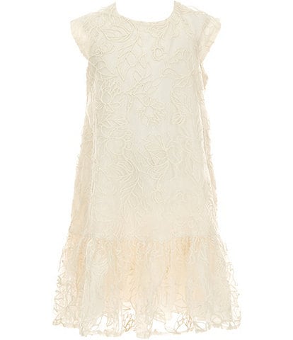 Bonnie Jean Big Girls Cap-Sleeve Embroidered Drop-Waist Dress
