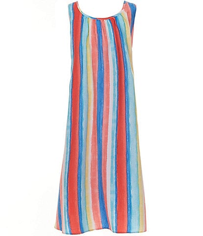 Bonnie Jean Big Girls Plus Size 14.5-20.5 Sleeveless Watercolor-Stripe Shift Dress