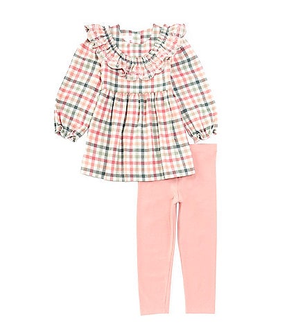 Bonnie Jean Little Girls 2T-4T Long-Sleeve Plaid Embroidered Dress & Solid Leggings Set