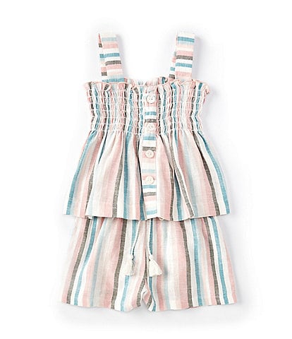 Bonnie Jean Little Girls 2T-6 Sleeveless Vertical-Striped Tank Top & Matching Shorts Set