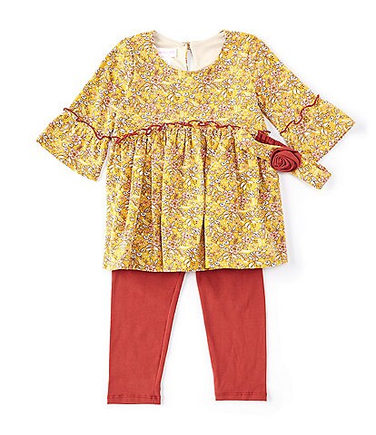 Bonnie Jean Little Girls 2T-6X Bell-Sleeve Printed Tunic & Solid Leggings Set