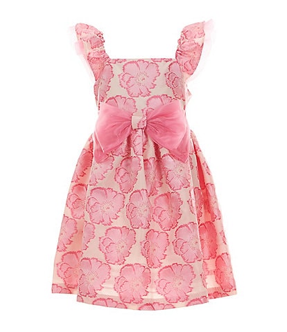Bonnie Jean Little Girls 2T-6X Flutter-Sleeve Floral Jacquard Fit-And-Flare Dress