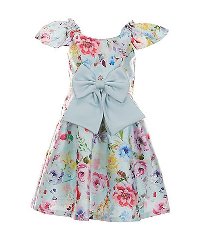 Bonnie Jean Little Girls 2T-6X Family Matching Flutter-Sleeve Floral-Printed Mikado Fit-And-Flare Dress