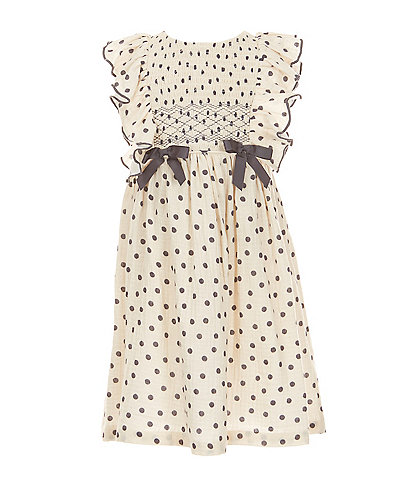 Bonnie Jean Little Girls 2T-6X Flutter-Sleeve Polka-Dot Gauze Fit-And-Flare Dress