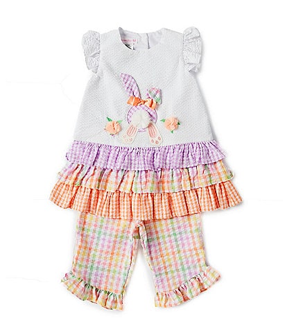 Bonnie Jean Little Girls 2T-6X Flutter Sleeve Tiered Bunny Tail Top With Ruffle Leggings
