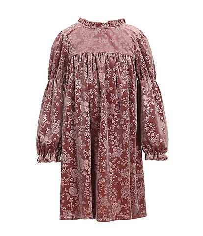 Bonnie Jean Little Girls 2T-6X Long Sleeve Embossed Floral-Pattern Empire Waist Dress