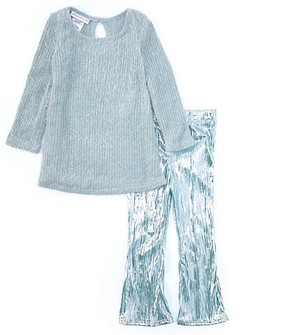 Bonnie Jean Little Girls 2T-6X Long-Sleeve Eyelash-Knit Top & Boudre Pant Set