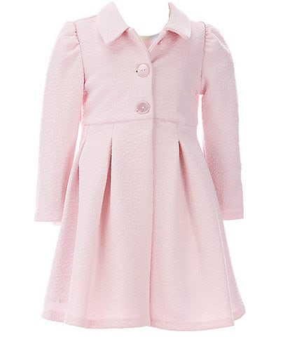 Bonnie Jean Little Girls 2T-6X Long-Sleeve Textured-Knit Coat & Sleeveless Plaid Shantung Fit-And-Flare Dress