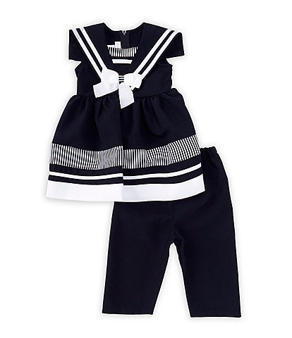 Bonnie Jean Little Girls 2T-6X Nautical Short Sleeve Tunic & Pull- On Capri 2-Piece Set