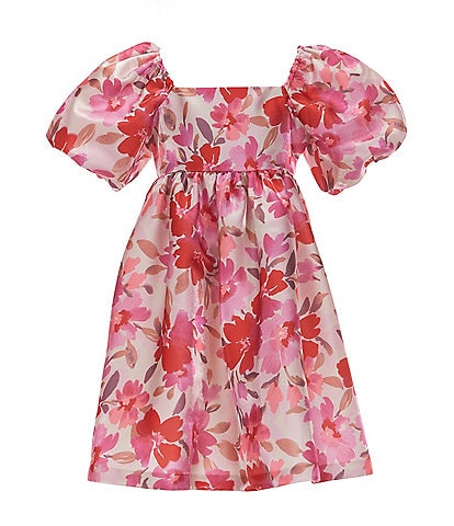 Girls Youth pink ombre floral 3D short sleeve factory fit flare dress 5