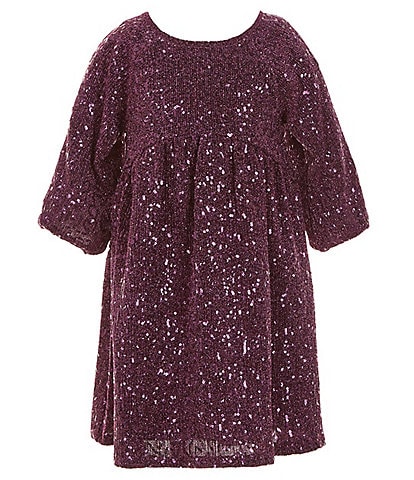 Bonnie Jean Little Girls 2T-6X Raglan-Sleeve Spangle-Knit Fit-And-Flare Dress