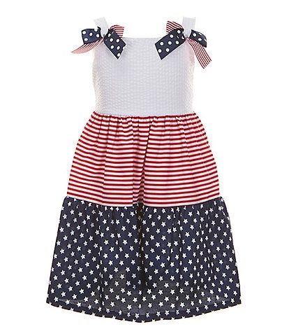 Bonnie Jean Little Girls 2T-6X Sleeveless Americana Mixed-Media Fit & Flare Dress