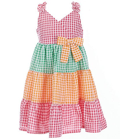 Bonnie Jean Little Girls 2T-6X Sleeveless Color Block Seersucker A-Line Dress