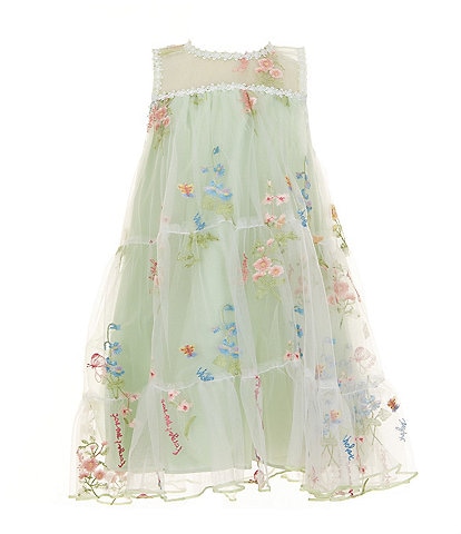 Bonnie Jean Little Girls 2T-6X Sleeveless Embroidered A-Line Dress