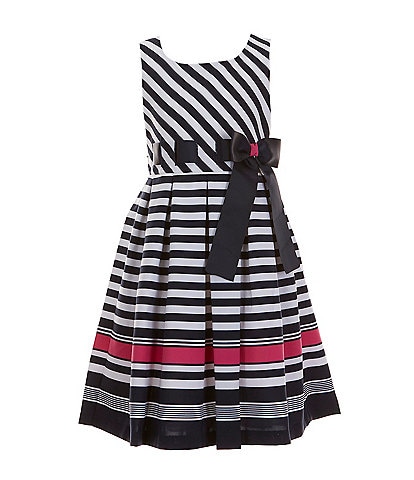 Bonnie Jean Little Girls 2T-6X Sleeveless Nautical-Stripe Border-Hem Fit-And-Flare Dress