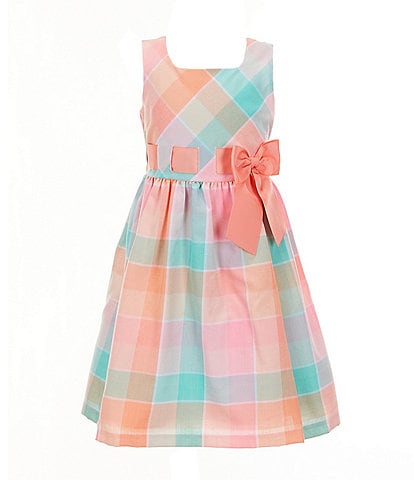 Bonnie Jean Little Girls 2T-6X Sleeveless Plaid Linen-Look Fit-And-Flare Dress