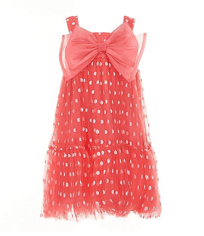 Bonnie Jean Little Girls 2T-6X Sleeveless Polka-Dotted Bow Babydoll Dress