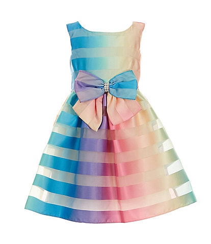 Bonnie Jean Little Girls 2T-6X Sleeveless Rainbow-Shadow-Stripe Fit-And-Flare Dress